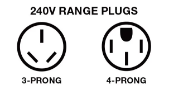 240V 3-prong and 4-prong Range plugs